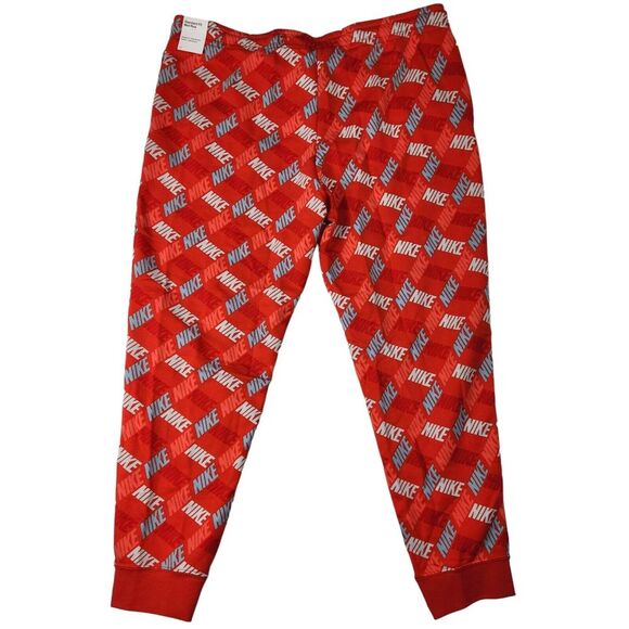 Nike Jogger Sweatpants Womens Size XXL Orange All Over Logo Fleece Lined NEW - Picture 2 of 14